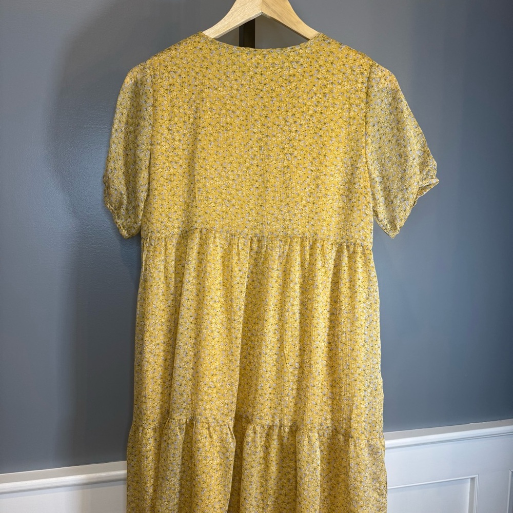 Sofie Schnoor Girls Yellow Floral Midi Dress Size 14Y‎ Tiered Short Sleeve - Picture 3 of 13
